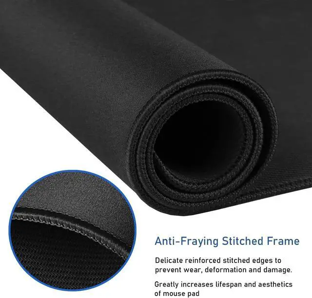 Alt view image 6 of 7 - Large Extended Gaming Mouse Pad with Stitched Edges 47.3 X 23.6 in Desk Pad Durable Non-Slip Natural Rubber Base Waterproof Computer Keyboard Mat for Esports Pros Gamer Desktop Black