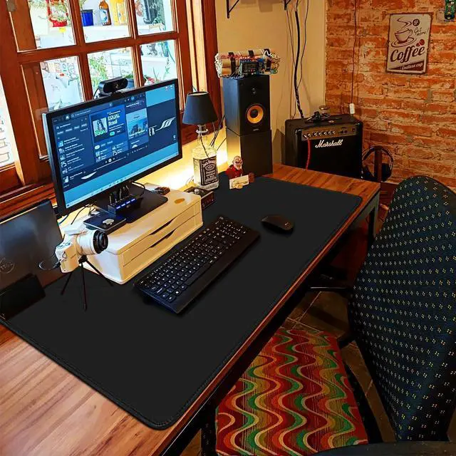 Alt view image 7 of 7 - Large Extended Gaming Mouse Pad with Stitched Edges 47.3 X 23.6 in Desk Pad Durable Non-Slip Natural Rubber Base Waterproof Computer Keyboard Mat for Esports Pros Gamer Desktop Black