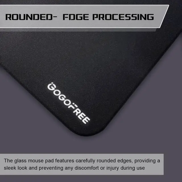 Alt view image 7 of 7 - Glass Gaming Mouse Pad Professional Esport Tempered Glass Mouse Pad Ultra-Smooth Micro-Etched Surface for Top Speed and Control Hard Mousepad Black (15.7 x 11.8)