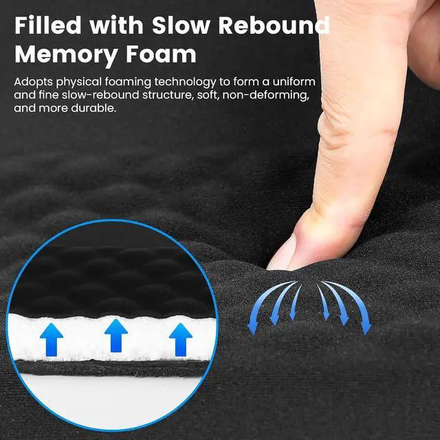 Alt view image 4 of 7 - Ergonomic Mouse Pad with Slope Wrist Support & Massage Bulge Memory Foam Wrist Rest Mousepad for Pain Relief Non-Slip PU Base for Office & Home 12.3x8.2 Inches Black