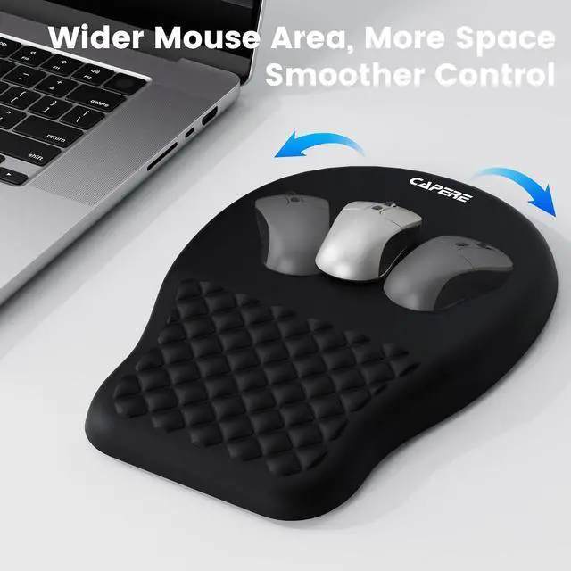 Alt view image 6 of 7 - Ergonomic Mouse Pad with Slope Wrist Support & Massage Bulge Memory Foam Wrist Rest Mousepad for Pain Relief Non-Slip PU Base for Office & Home 12.3x8.2 Inches Black