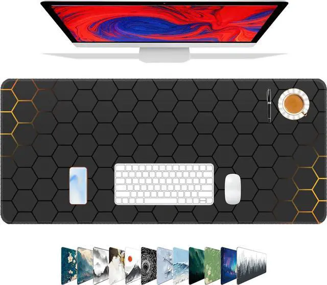Main image of Mouse Pad for Gaming XXL XL Large Mouse Mat Long Extended Mousepad Desk Mat Non-Slip Rubber Mice Pads Stitched Edges Thin (31.5 x 11.8 x 0.12 Inches) Grid
