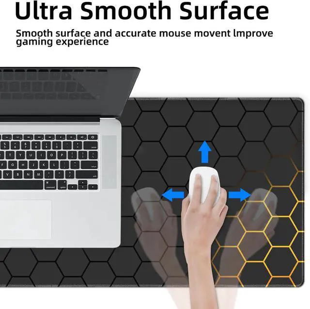 Alt view image 6 of 7 - Mouse Pad for Gaming XXL XL Large Mouse Mat Long Extended Mousepad Desk Mat Non-Slip Rubber Mice Pads Stitched Edges Thin (31.5 x 11.8 x 0.12 Inches) Grid