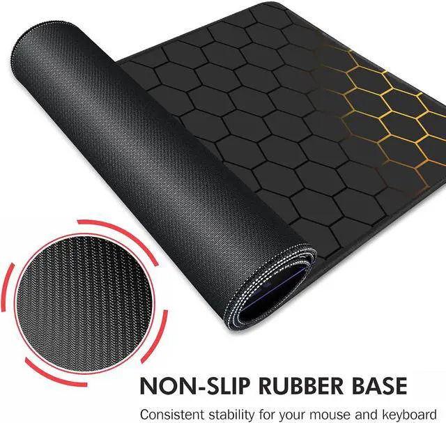 Alt view image 5 of 7 - Mouse Pad for Gaming XXL XL Large Mouse Mat Long Extended Mousepad Desk Mat Non-Slip Rubber Mice Pads Stitched Edges Thin (31.5 x 11.8 x 0.12 Inches) Grid