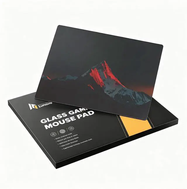 Main image of Glass Gaming Mouse Pad 5.0 Nano Etched Surface Custom PU Non Slip Base Esports Level Speed & Precision Tempered Glass Waterproof & Durable 410mm*310mm Multi-Use Sizes (Snow Mountains)