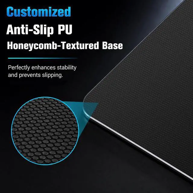 Alt view image 4 of 7 - Glass Gaming Mouse Pad 5.0 Nano Etched Surface Custom PU Non Slip Base Esports Level Speed & Precision Tempered Glass Waterproof & Durable 410mm*310mm Multi-Use Sizes (Snow Mountains)