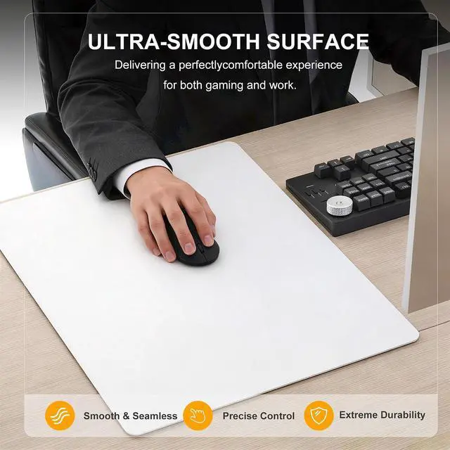 Alt view image 5 of 7 - Erpere Glass Mouse Pad 17.7 L x 15.7 W White Mousepad Gaming Large Hard Mouse Pad for Speed & Precision