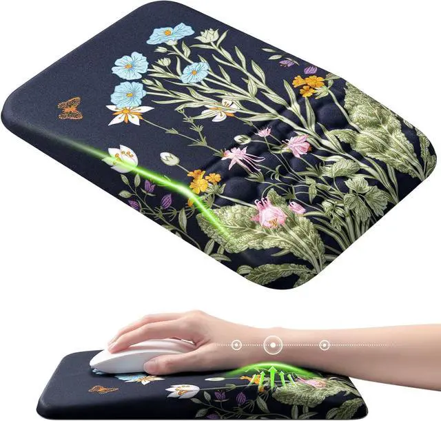Main image of Mouse Pad with Wrist Rest Floral Ergonomic Comfortable Pain Relief Mousepad Wrist Support for Computer Office