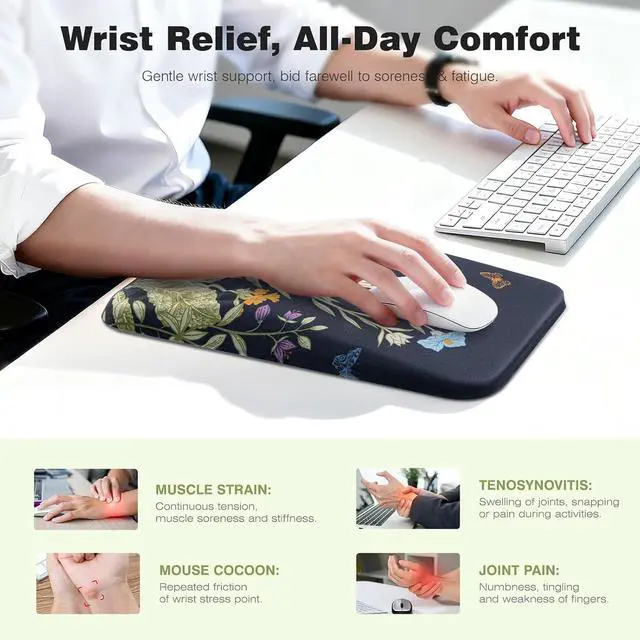 Alt view image 4 of 7 - Mouse Pad with Wrist Rest Floral Ergonomic Comfortable Pain Relief Mousepad Wrist Support for Computer Office