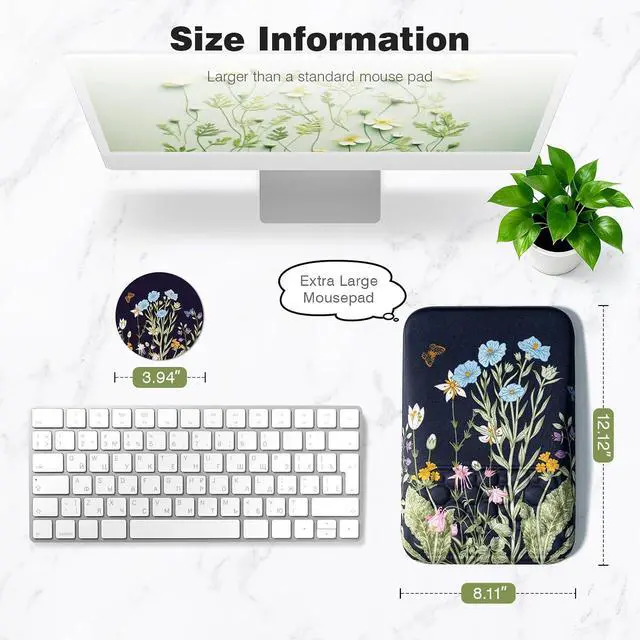Alt view image 6 of 7 - Mouse Pad with Wrist Rest Floral Ergonomic Comfortable Pain Relief Mousepad Wrist Support for Computer Office