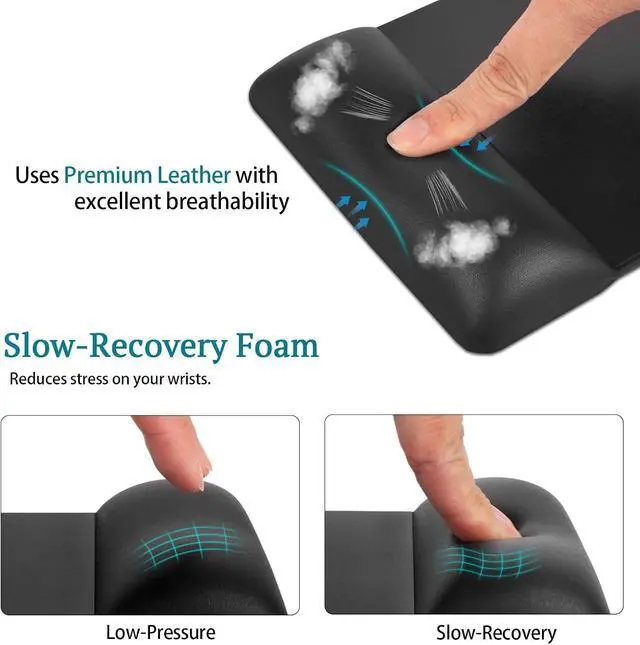 Alt view image 4 of 7 - Wide Size Mouse Pad with Wrist Rest Premium PU Material Low-Rebound Cushion Ergonomic Design Comfortable Wide-Size Operation Smooth Mouse Control with Hard Plate Reduces Fatigue(Gray)