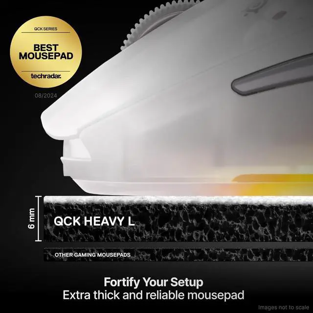 Alt view image 2 of 7 - QcK Heavy Gaming Mousepad Thicker Non-Slip Silicone Rubber Base Peak Tracking Optimized for Gaming FPS MOBAs RTS MMO Large Size 450 mm x 400 mm x 6 mm White