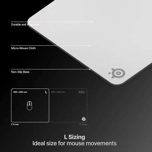 Alt view image 5 of 7 - QcK Heavy Gaming Mousepad Thicker Non-Slip Silicone Rubber Base Peak Tracking Optimized for Gaming FPS MOBAs RTS MMO Large Size 450 mm x 400 mm x 6 mm White