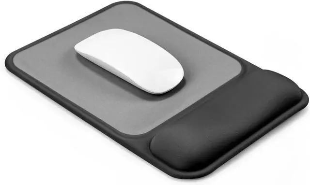 Main image of Ergonomic Mouse Pad with Gel Wrist Rest 10 x 7.25 in Black | 40% Larger Rectangular Design-No More Hitting Edges Mid-glide Savior of Pain Relief Smooth Lycra Surface Non-Slip PU Base