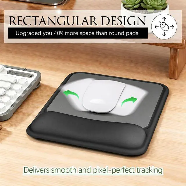 Alt view image 2 of 7 - Ergonomic Mouse Pad with Gel Wrist Rest 10 x 7.25 in Black | 40% Larger Rectangular Design-No More Hitting Edges Mid-glide Savior of Pain Relief Smooth Lycra Surface Non-Slip PU Base