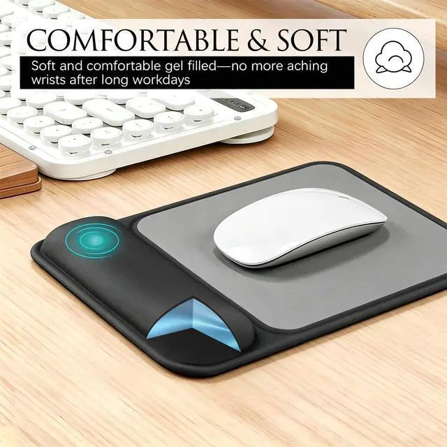 Alt view image 6 of 7 - Ergonomic Mouse Pad with Gel Wrist Rest 10 x 7.25 in Black | 40% Larger Rectangular Design-No More Hitting Edges Mid-glide Savior of Pain Relief Smooth Lycra Surface Non-Slip PU Base
