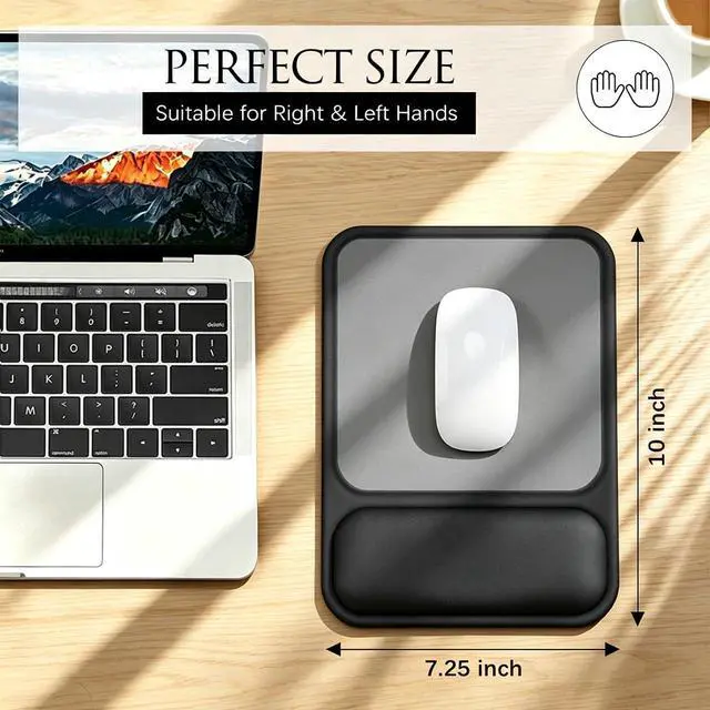 Alt view image 7 of 7 - Ergonomic Mouse Pad with Gel Wrist Rest 10 x 7.25 in Black | 40% Larger Rectangular Design-No More Hitting Edges Mid-glide Savior of Pain Relief Smooth Lycra Surface Non-Slip PU Base