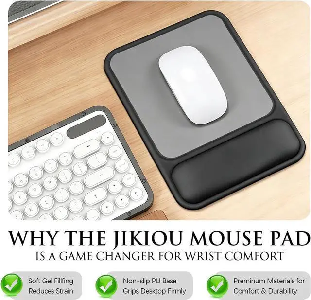Alt view image 5 of 7 - Ergonomic Mouse Pad with Gel Wrist Rest 10 x 7.25 in Black | 40% Larger Rectangular Design-No More Hitting Edges Mid-glide Savior of Pain Relief Smooth Lycra Surface Non-Slip PU Base