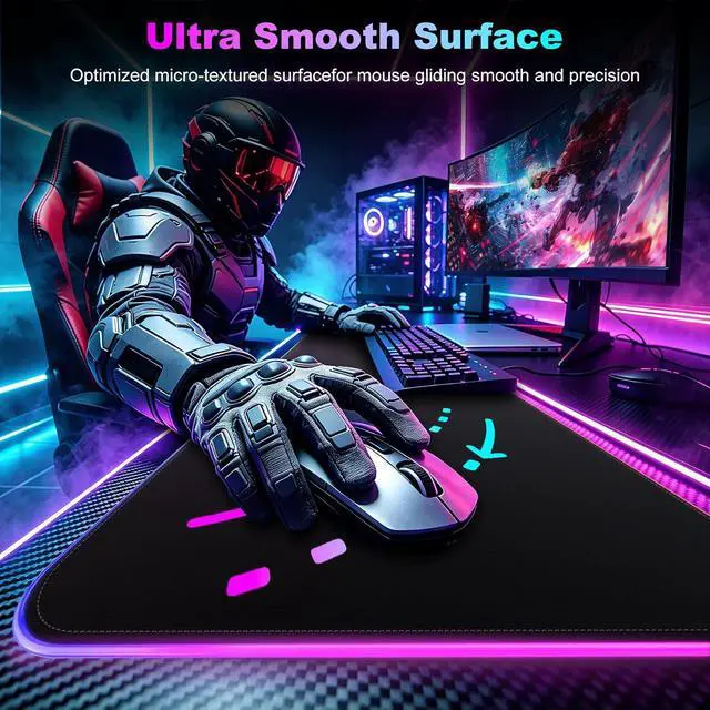 Alt view image 7 of 7 - Wireless Charging RGB Gaming Mouse Pad with Foldable Phone Holder 3 in 1 Magnetic Charging Station Large Desk Mat Waterproof Surface Non-Slip Rubber Base for Gaming and Home Office