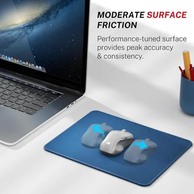 Alt view image 2 of 6 - 3-Pack Mouse Pads 30% Larger Surface 8.5 x 11 in Navy Blue | Anti-Fray Stitched Edges Non-Slip Rubber Base 3-Pack Value Set Stylish Pattern Design Office & Home Use
