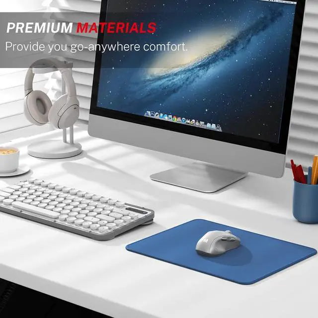 Alt view image 6 of 6 - 3-Pack Mouse Pads 30% Larger Surface 8.5 x 11 in Navy Blue | Anti-Fray Stitched Edges Non-Slip Rubber Base 3-Pack Value Set Stylish Pattern Design Office & Home Use