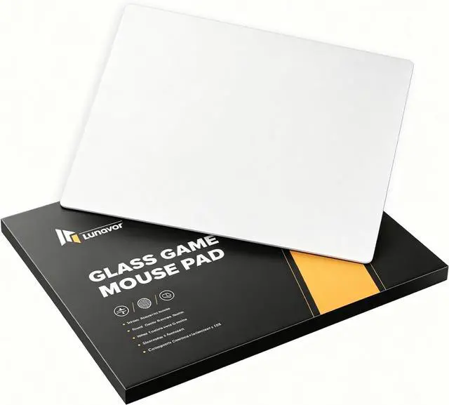 Main image of Glass Gaming Mouse Pad 5.0 Nano Etched Surface Custom PU Non Slip Base Esports Level Speed & Precision Tempered Glass Waterproof & Durable 410mm*310mm Multi-Use Sizes (White)