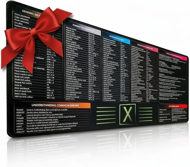 Main image of Large Excel Cheat Sheet Desk Pad | Excel Pad Shortcut Keys Mouse Mat - Extended Office Excel Mouse Pad with Excel Shortcuts & Formulas | Waterproof | XL Giant Deskpad for Desk 35.5 x 15.7