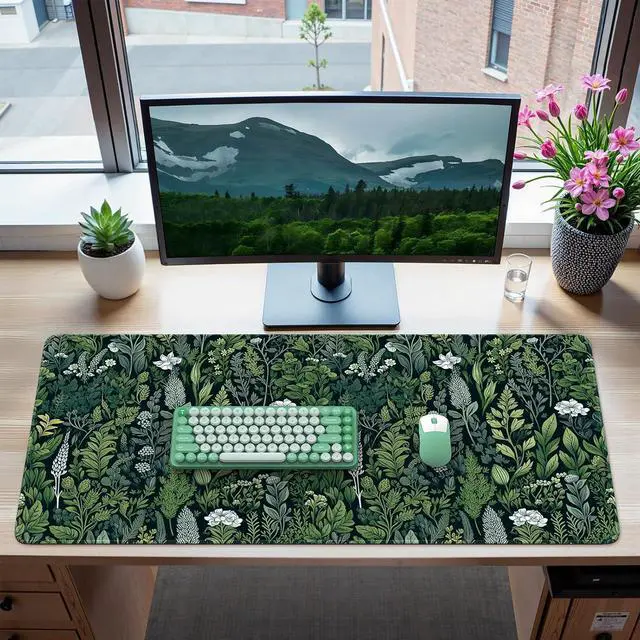 Main image of Desk Mat Big Desk Pad XXL Extended Gaming Mouse Pad Large Mouse Pad for Desk Rubber Base Mousepad with Stitched Edges Keyboard Mouse Mat (Dark Green)