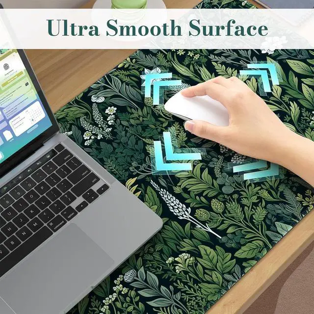 Alt view image 3 of 7 - Desk Mat Big Desk Pad XXL Extended Gaming Mouse Pad Large Mouse Pad for Desk Rubber Base Mousepad with Stitched Edges Keyboard Mouse Mat (Dark Green)