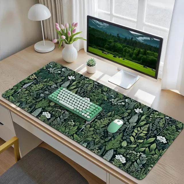 Alt view image 7 of 7 - Desk Mat Big Desk Pad XXL Extended Gaming Mouse Pad Large Mouse Pad for Desk Rubber Base Mousepad with Stitched Edges Keyboard Mouse Mat (Dark Green)