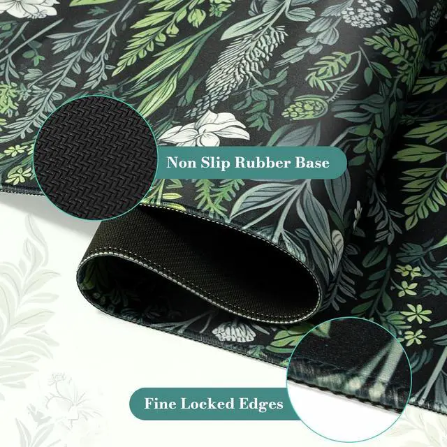 Alt view image 5 of 7 - Desk Mat Big Desk Pad XXL Extended Gaming Mouse Pad Large Mouse Pad for Desk Rubber Base Mousepad with Stitched Edges Keyboard Mouse Mat (Dark Green)