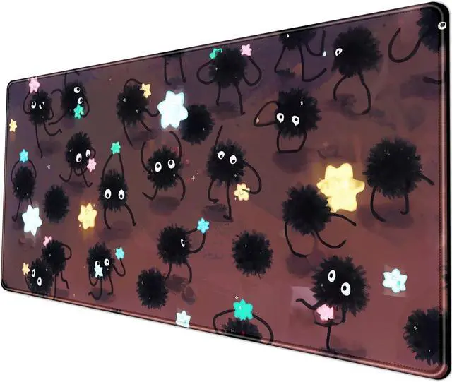 Main image of Desk Pad Anime Black Pom Poms Gaming Mouse Pad Large Star Designs Desk Office Decor Exclusive Beautiful Girls Mouse Pad for Women Desktop with Stitched Edges Non-Slip Computer Mat 31.5x11.8In