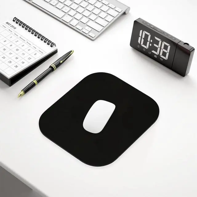 Alt view image 6 of 7 - Mouse Pad Premium-Textured Small Square Mousepad 8 x 9 Inch Black Thick 3 mm Anti-Slip Waterproof Rubber Pretty Cute Computer Mat for Office Home Gaming Laptop Men Women Kids