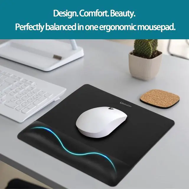 Alt view image 5 of 7 - Wide Size Mouse Pad with Wrist Rest Premium PU Material Low-Rebound Cushion Ergonomic Design Comfortable Wide-Size Operation Smooth Mouse Control with Hard Plate Reduces Fatigue(Gray)