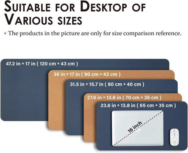 Alt view image 5 of 7 - Large Cork Desk Mat - 47.2x 17 Desk Pad for Office and Home - Ideal for Large Mouse Pad and Desk Mats on Top of Desks(Dark Blue)