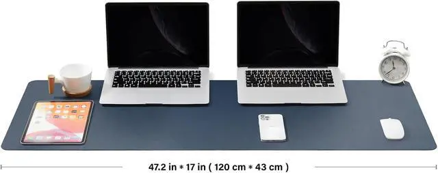 Alt view image 2 of 7 - Large Cork Desk Mat - 47.2x 17 Desk Pad for Office and Home - Ideal for Large Mouse Pad and Desk Mats on Top of Desks(Dark Blue)