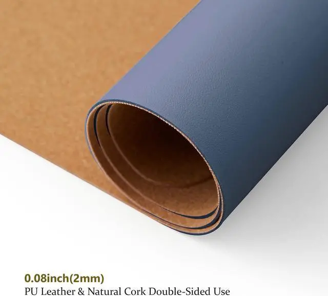 Alt view image 3 of 7 - Large Cork Desk Mat - 47.2x 17 Desk Pad for Office and Home - Ideal for Large Mouse Pad and Desk Mats on Top of Desks(Dark Blue)