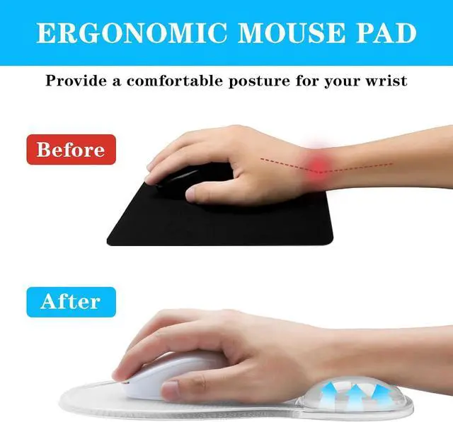 Alt view image 2 of 7 - Mouse Pad with Wrist Rest Ergonomic Mouse Pad with Comfortable Gel Wrist Rest Support and Non-Slip PU Base for Easy Typing Pain Relief Durable and Washable (Transparent White)