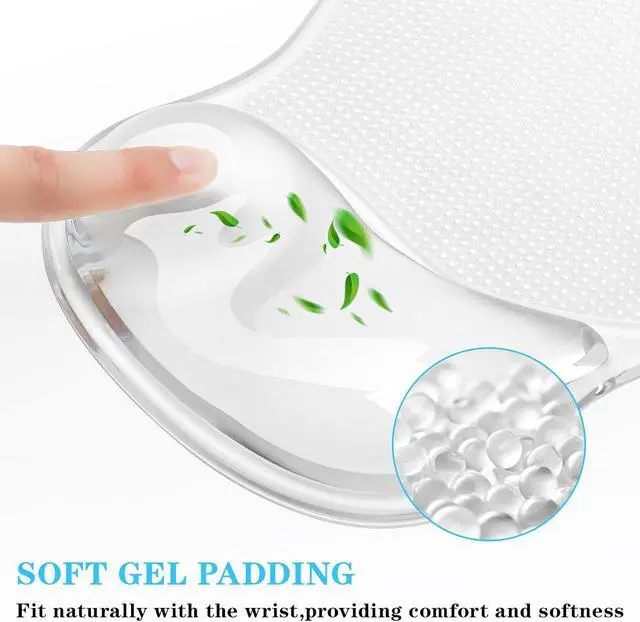Alt view image 3 of 7 - Mouse Pad with Wrist Rest Ergonomic Mouse Pad with Comfortable Gel Wrist Rest Support and Non-Slip PU Base for Easy Typing Pain Relief Durable and Washable (Transparent White)
