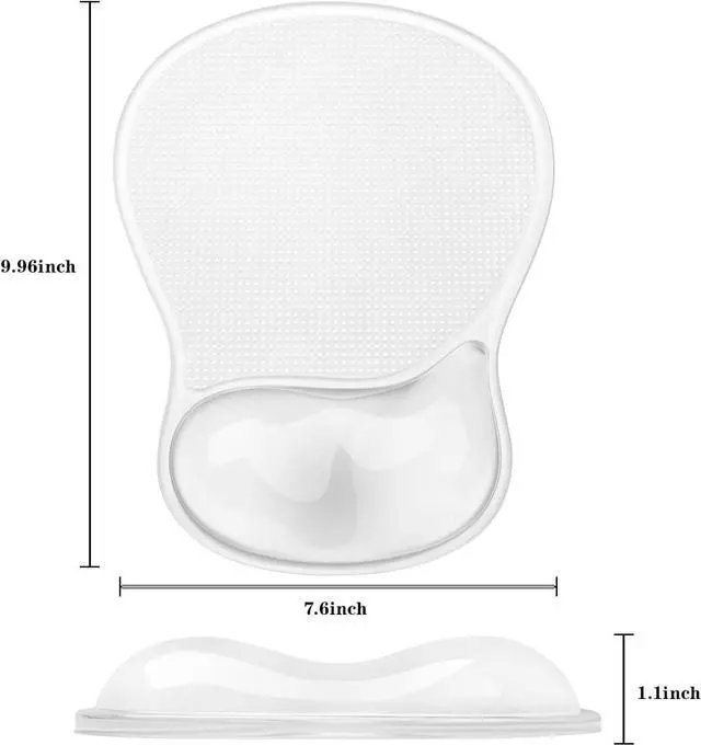Alt view image 6 of 7 - Mouse Pad with Wrist Rest Ergonomic Mouse Pad with Comfortable Gel Wrist Rest Support and Non-Slip PU Base for Easy Typing Pain Relief Durable and Washable (Transparent White)