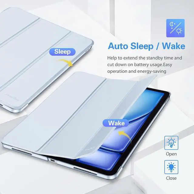 Alt view image 7 of 7 - Smart Case for iPad Pro 12.9 2022/2021/2020/2018 Slim Stand Hard Back Shell Smart Cover for iPad Pro 12.9 6th Gen/5th Gen/4th Gen/3rd Gen -Airblue