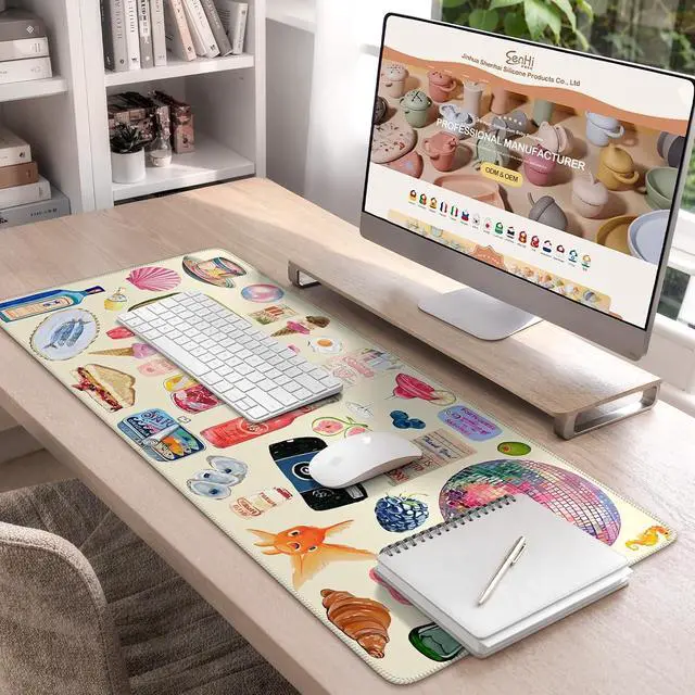 Alt view image 7 of 7 - Cute Desk Mat Large Waterproof Mouse Pad Non-Slip Desk Protector for Keyboard and Mouse Aesthetic Gaming Decor for Women Home Office Dorm (Watercolor Stickers)