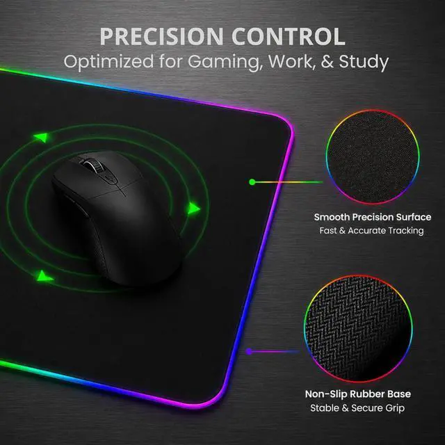 Alt view image 5 of 7 - RGB Mouse Pad 35.4×15.7 Inches Extended LED Mouse Pad with 14 Lighting Modes Gaming Desk Mat PC Gaming Accessories Large Keyboard Pad with Non-Slip Rubber Base.