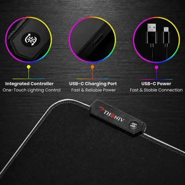 Alt view image 7 of 7 - RGB Mouse Pad 35.4×15.7 Inches Extended LED Mouse Pad with 14 Lighting Modes Gaming Desk Mat PC Gaming Accessories Large Keyboard Pad with Non-Slip Rubber Base.