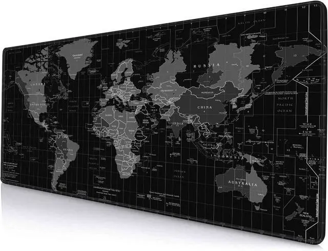Main image of Large Gaming Mouse Pad with Stitched Edges Desk Mat Extended Keyboard Pad Non-Slip Rubber Base Desk Pad for Laptop Office Home 31.5X11.8 inch Black World Map