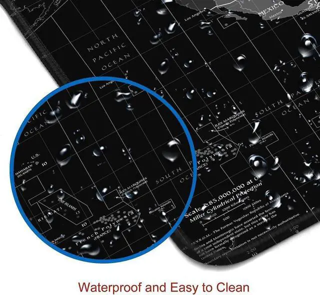 Alt view image 3 of 6 - Large Gaming Mouse Pad with Stitched Edges Desk Mat Extended Keyboard Pad Non-Slip Rubber Base Desk Pad for Laptop Office Home 31.5X11.8 inch Black World Map
