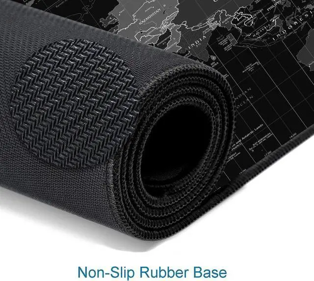 Alt view image 4 of 6 - Large Gaming Mouse Pad with Stitched Edges Desk Mat Extended Keyboard Pad Non-Slip Rubber Base Desk Pad for Laptop Office Home 31.5X11.8 inch Black World Map