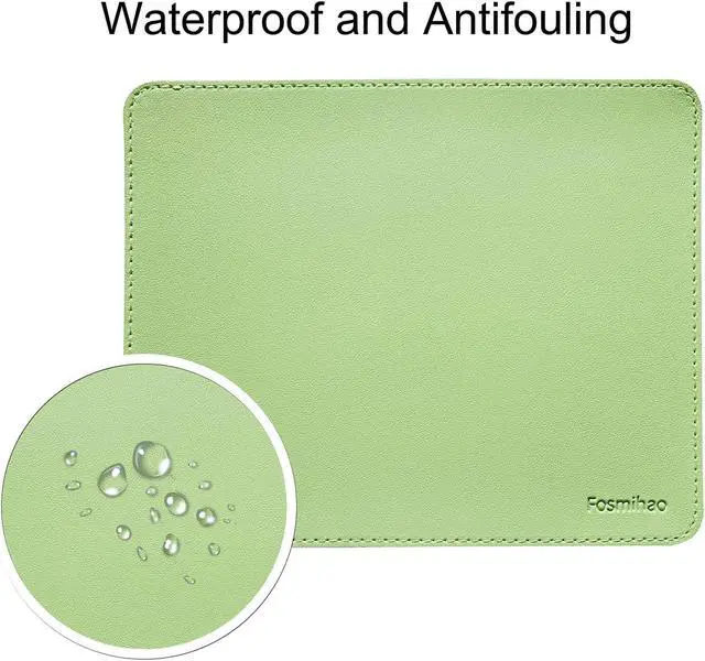 Alt view image 4 of 7 - Leather Mouse Pad - Wood Mouse Pad Double Side Mouse Pad with Stitched Edge Waterproof Ultra Thin Mouse Pad for Computers Laptop Office & Home 10.2 x 8.3 Inch 1 Pack (Matcha Green)