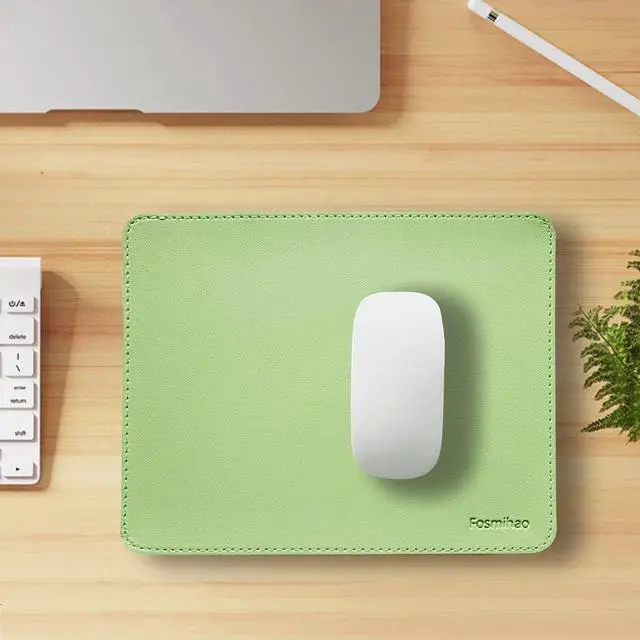 Alt view image 7 of 7 - Leather Mouse Pad - Wood Mouse Pad Double Side Mouse Pad with Stitched Edge Waterproof Ultra Thin Mouse Pad for Computers Laptop Office & Home 10.2 x 8.3 Inch 1 Pack (Matcha Green)