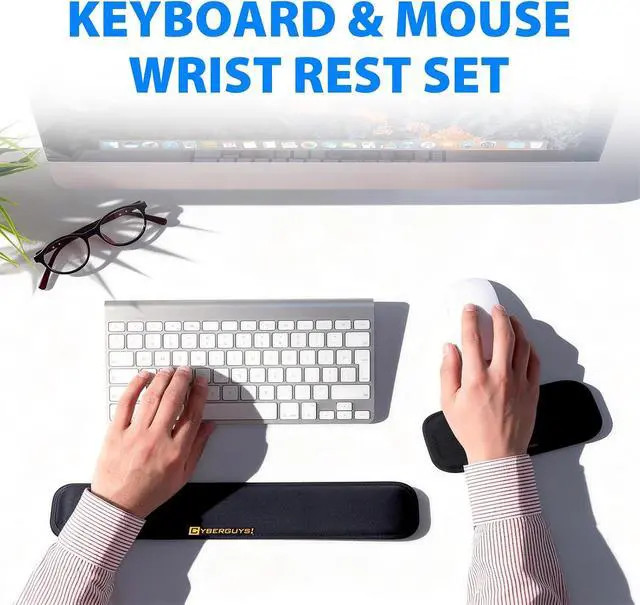 Alt view image 3 of 7 - Ergonomic Keyboard Wrist Rest and Mouse Pad Set Silicone Gel Wrist Support with Non-Slip PU Base Soft Lycra Desk Accessories for Office Gaming & Laptop